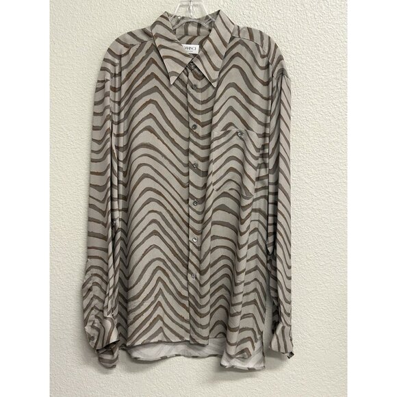 DaVinci Shirt Long Sleeve Rockabilly Gray Brown Print Men’s Vintage - Picture 9 of 9